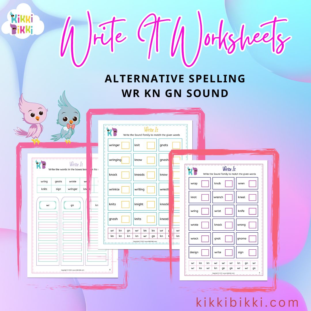 Phonics Adventure: WR, GN, KN Write It Worksheet