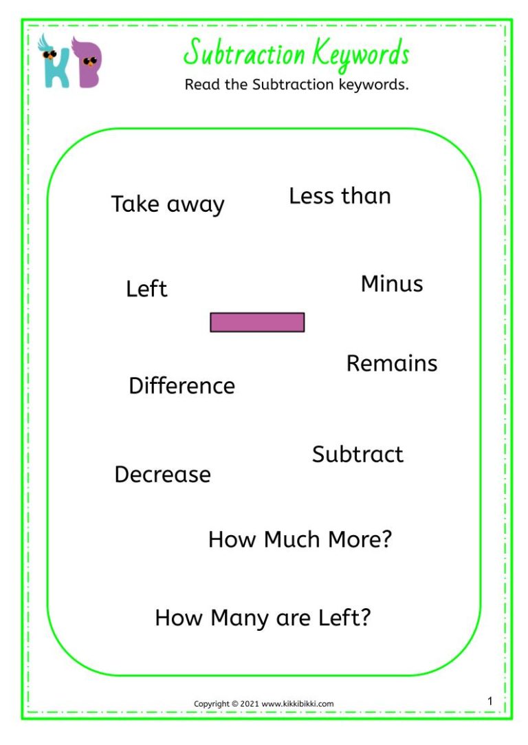 Subtraction Keywords
